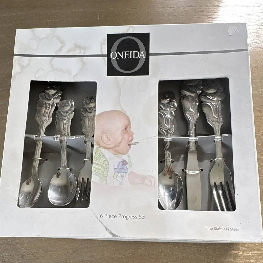 Oneida Cubby Bear 6 Piece Progress Flatware Set Stainless Steel NIB New Vintage